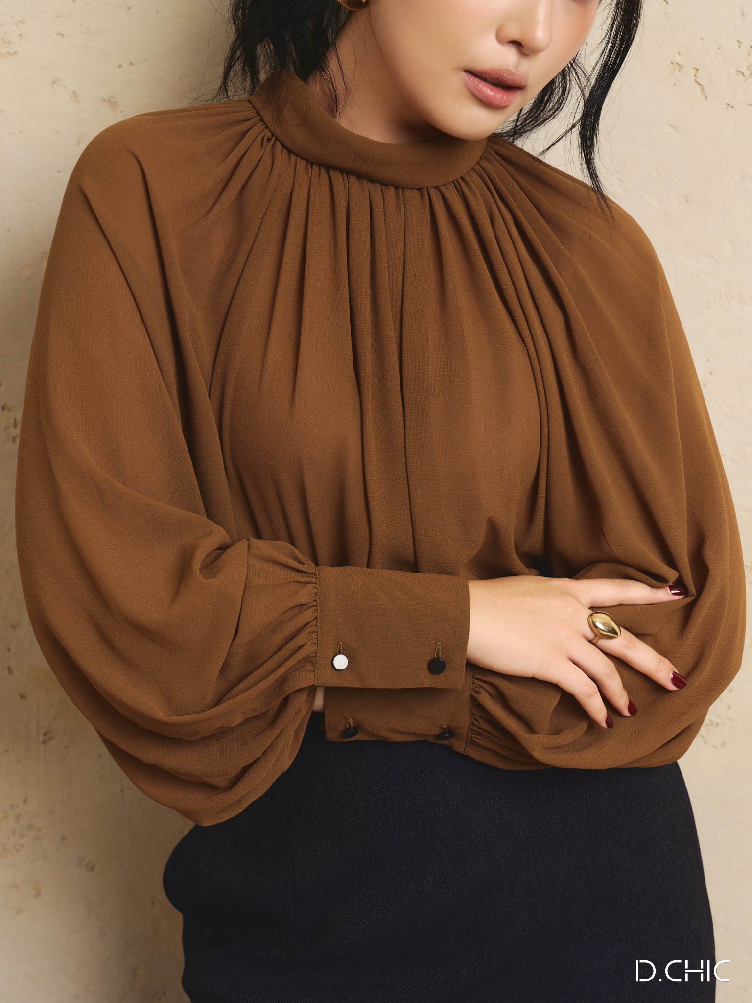 Chân váy midi cạp liền